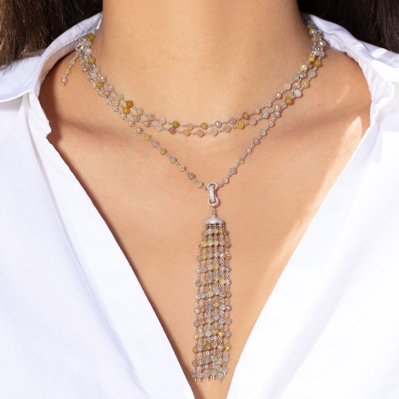 Image of 64facets rough diamond chain and tassel